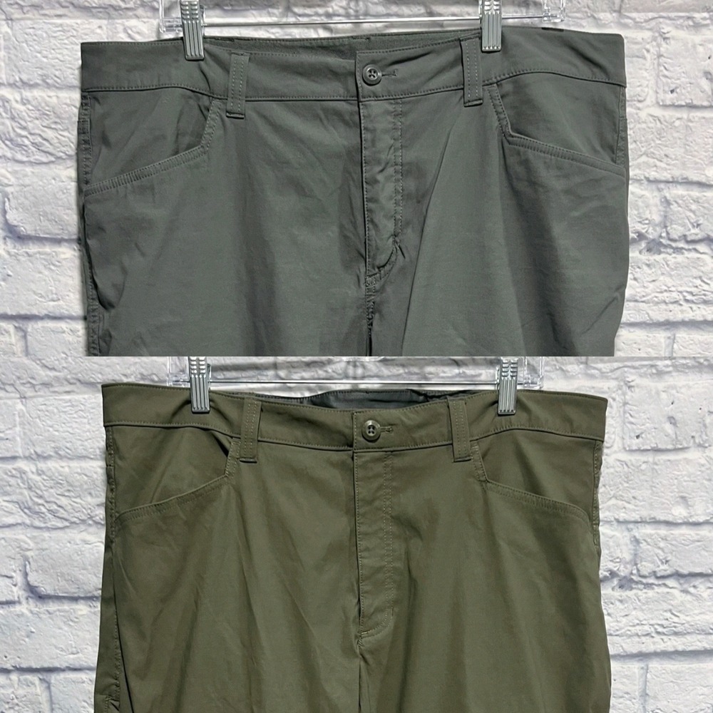 Lot of 2 Eddie Bauer Men Tech Pants Grey Olive Convertible Hiking Outdoor 38X29